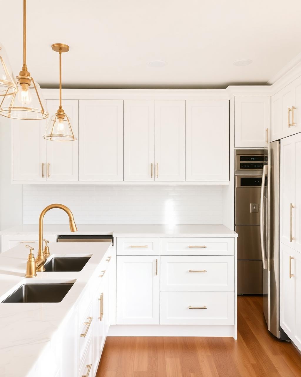 White-and-brass kitchen remodel